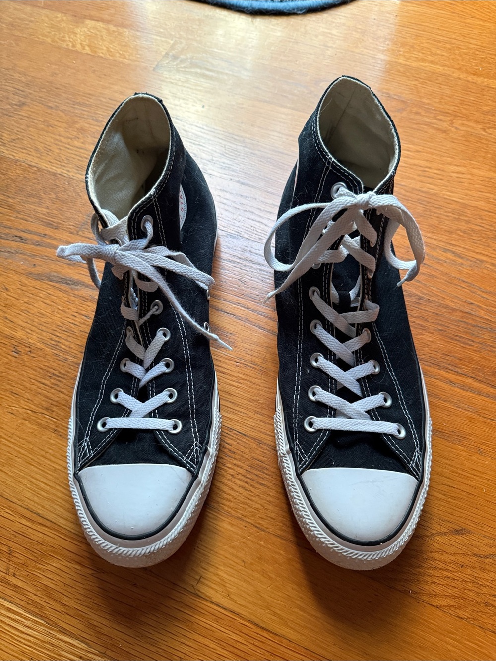 Black High-Top Canvas Sneakers with White Accents